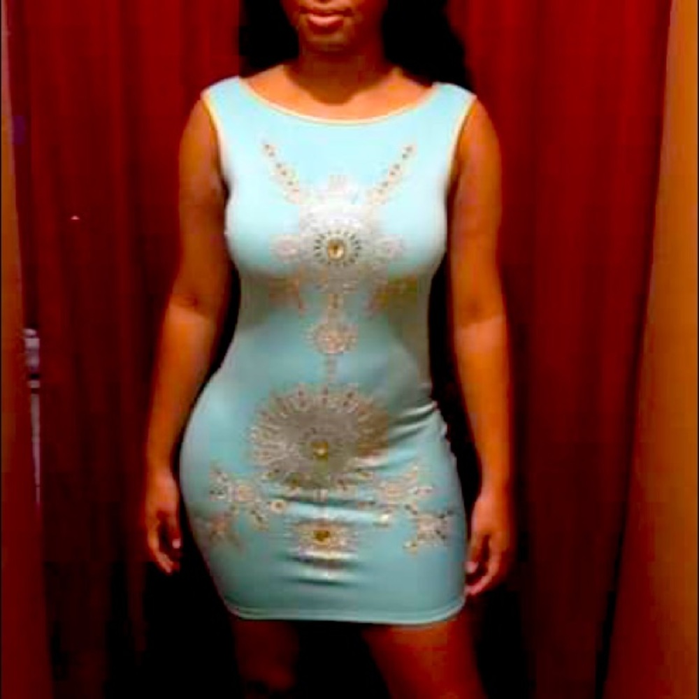 Green body on dress